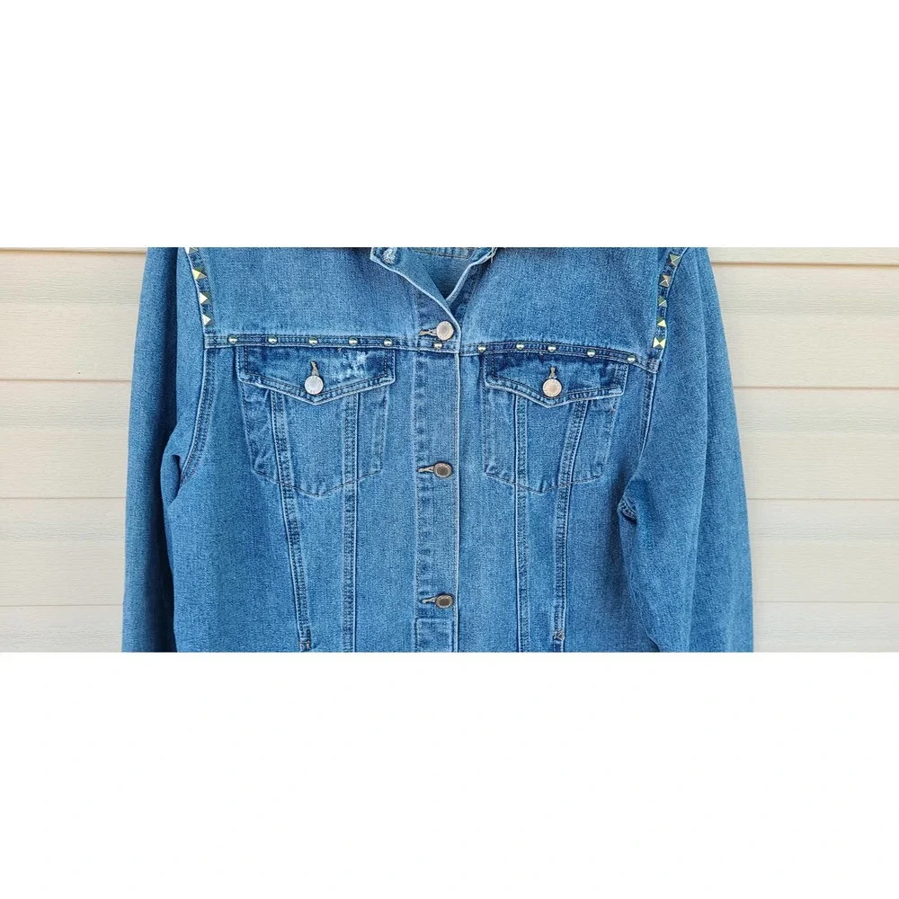 Boom Boom Jeans Destroyed And Studded Denim‎ Jacket Size XL